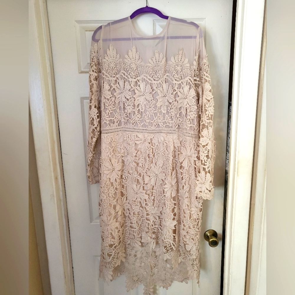 Boohoo Cream Lace Dress